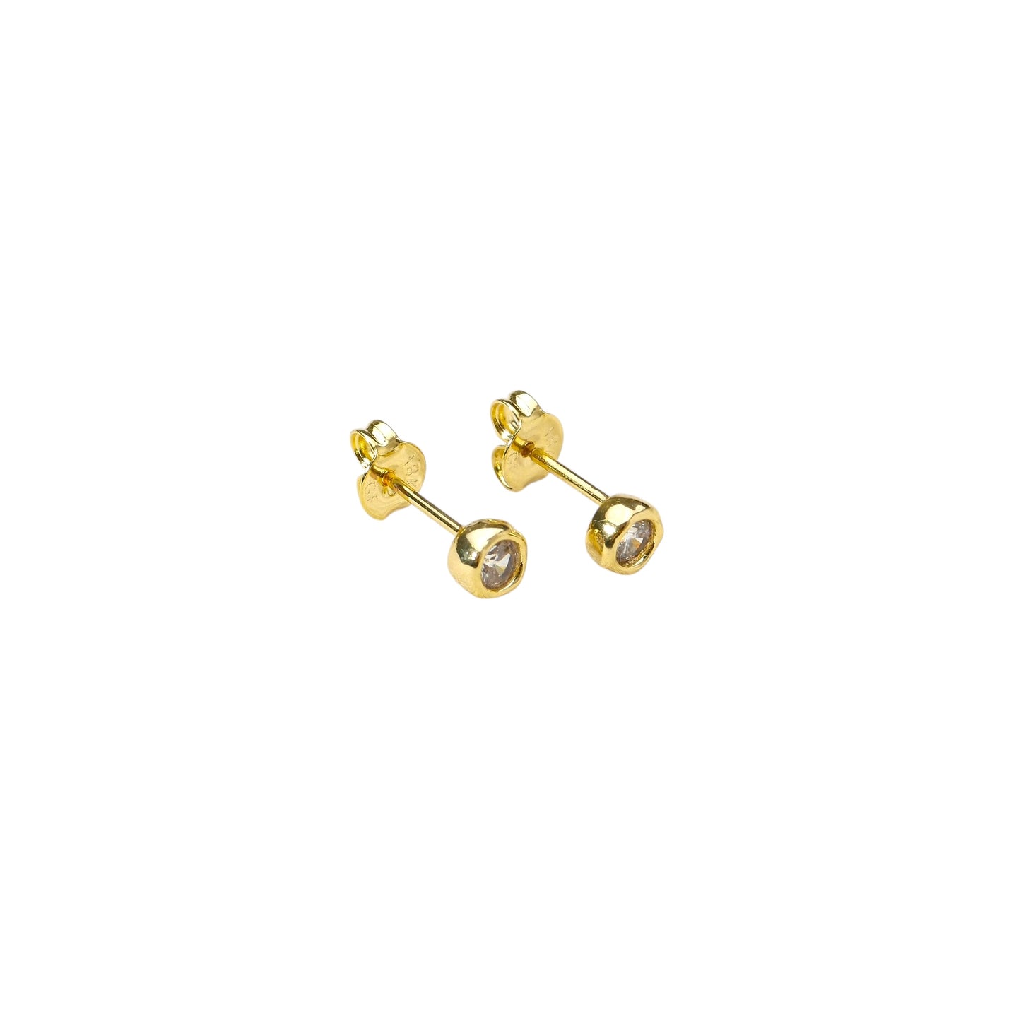 4mm Round CZ Frame Stud 18k Gold Filled Earrings