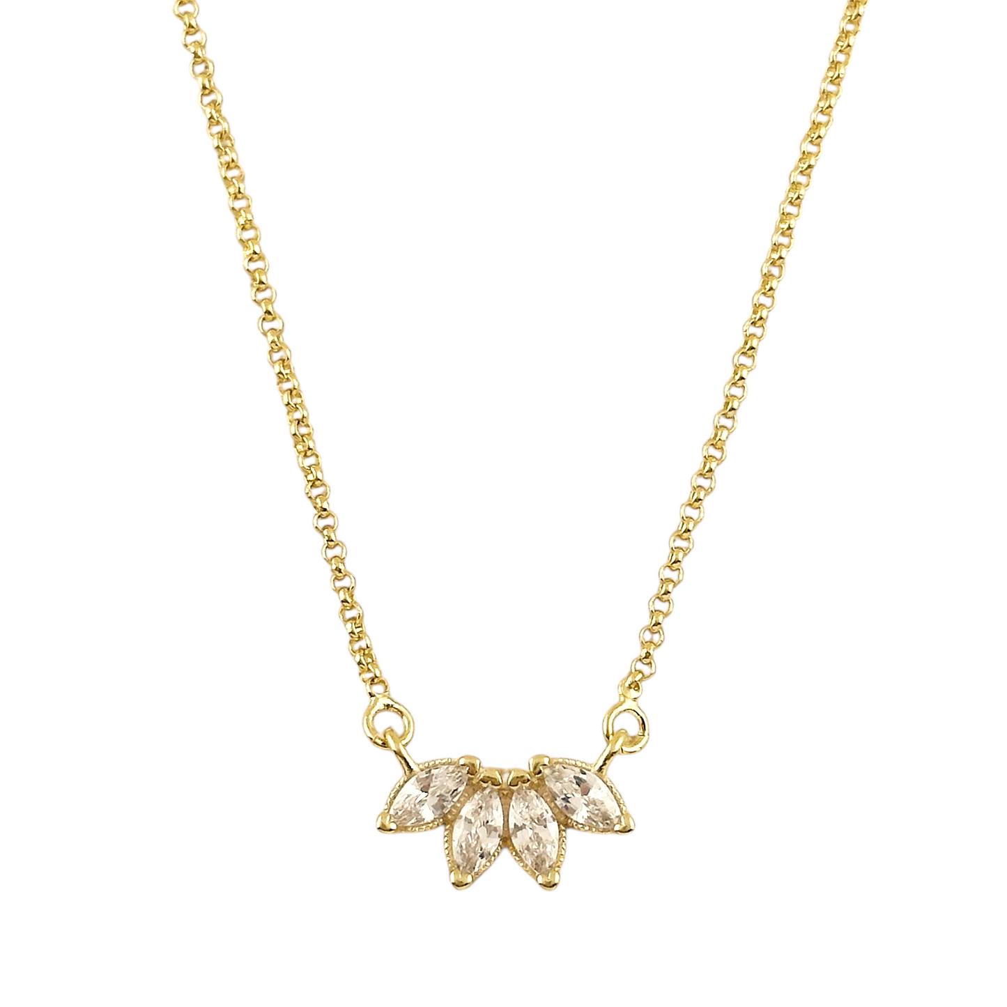 Lotus Flower CZ Pendant 18k Gold Filled Necklace