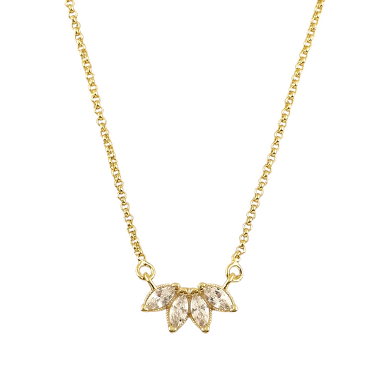 Lotus Flower CZ Pendant 18k Gold Filled Necklace