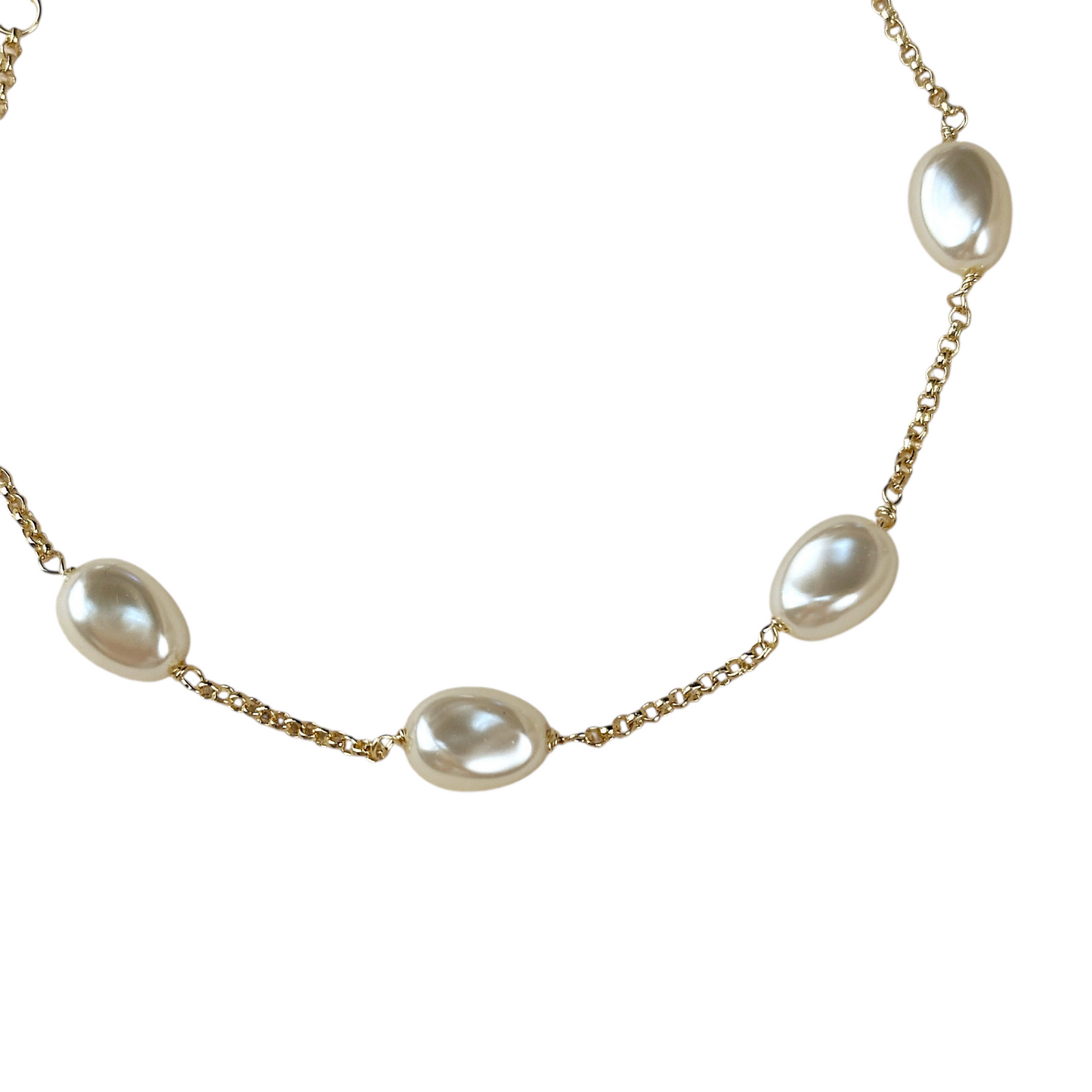 Baroque Pearl Station 18k Gold Filled Bracelet