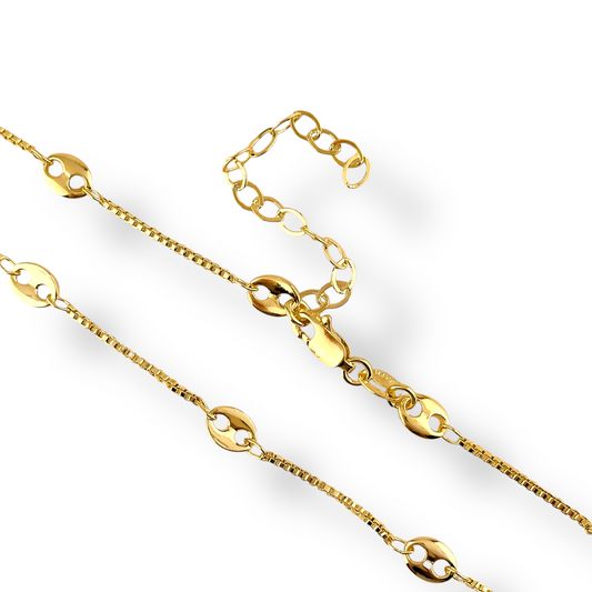 18k Gold Filled Fancy Box Chain Necklace