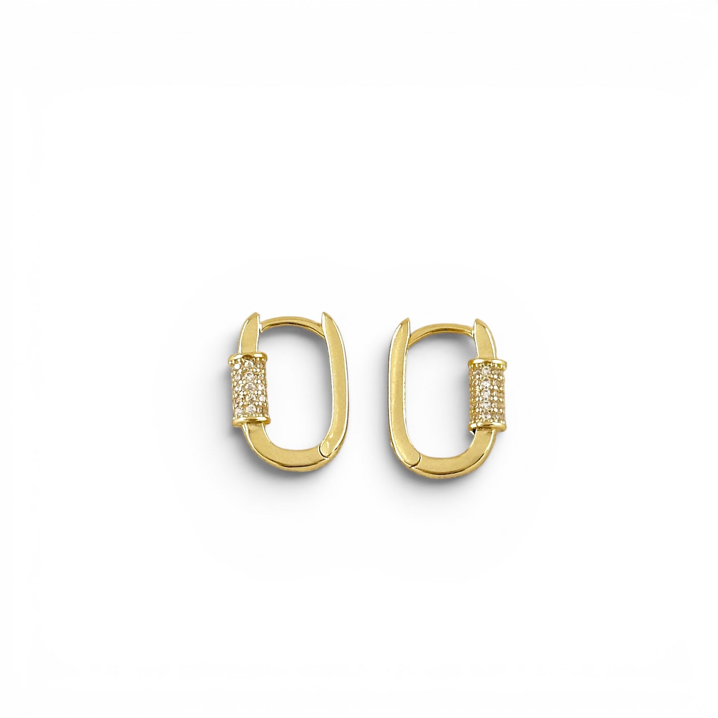 Carabiner CZ 15mm 18K Gold Filled Hoop Earrings