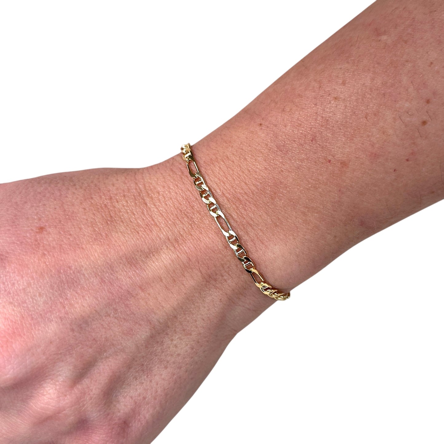 3.5mm Figarucci Link Chain 18k Gold Filled Bracelet