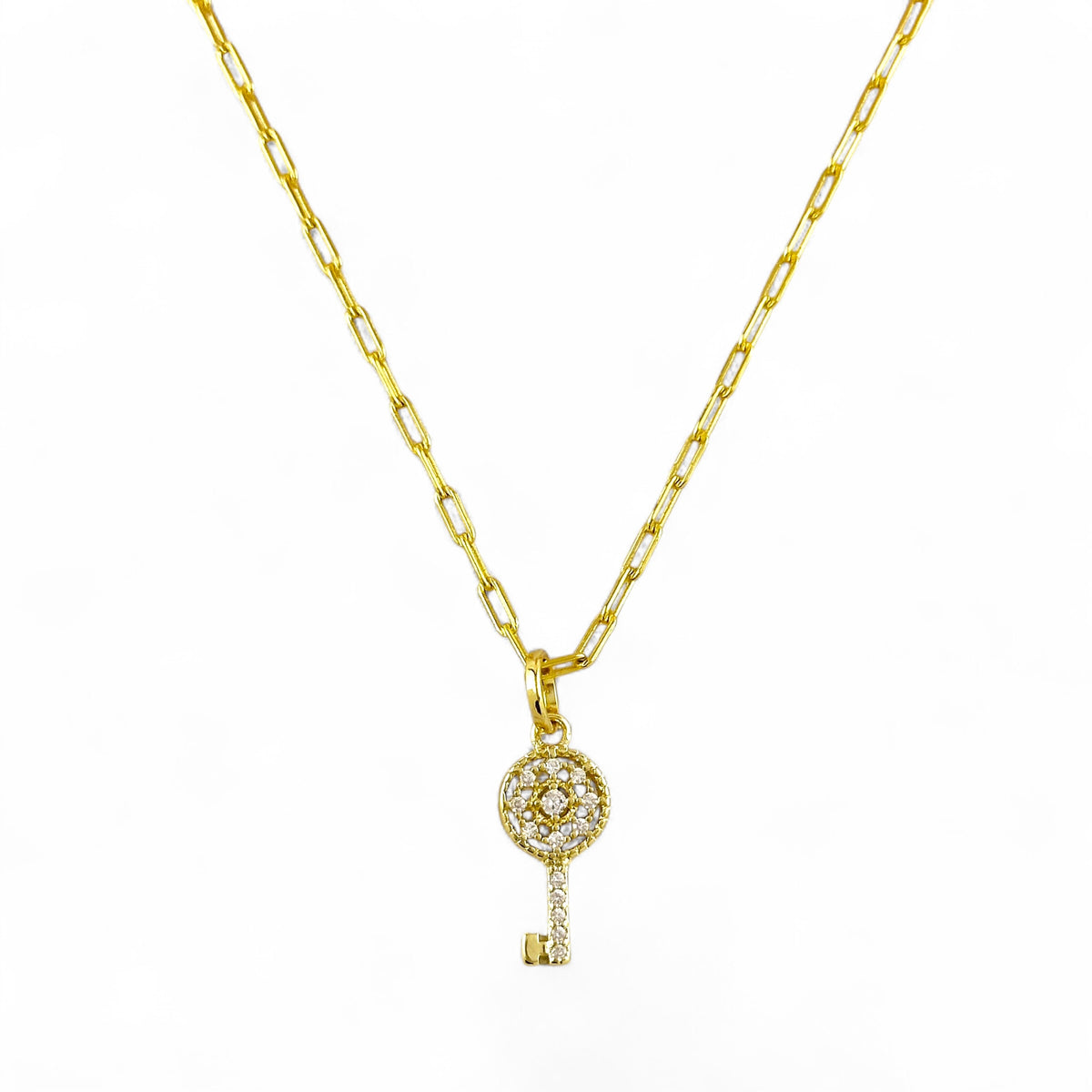 CZ Key Pendant in 18K gold-filled, view 5
