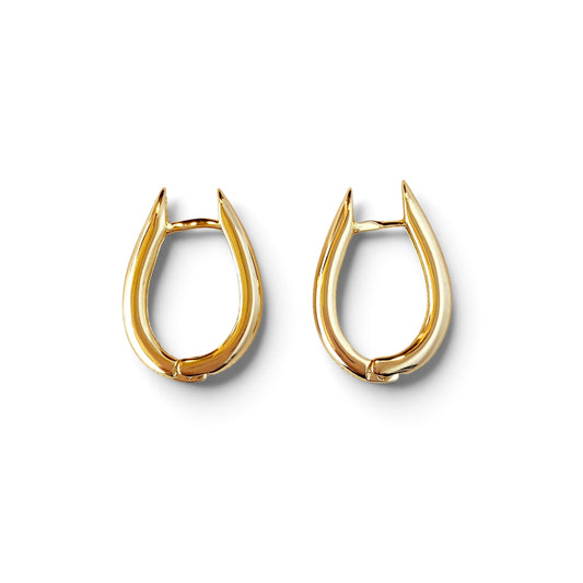 Elongated Oval Huggie Hoop Earrings