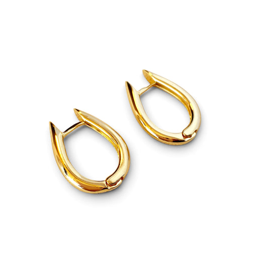 Elongated Oval Huggie Hoop Earrings Sideview