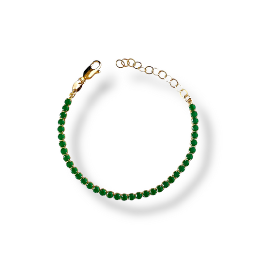 Emerald CZ 3mm 18K Gold Filled Riviera Bracelet