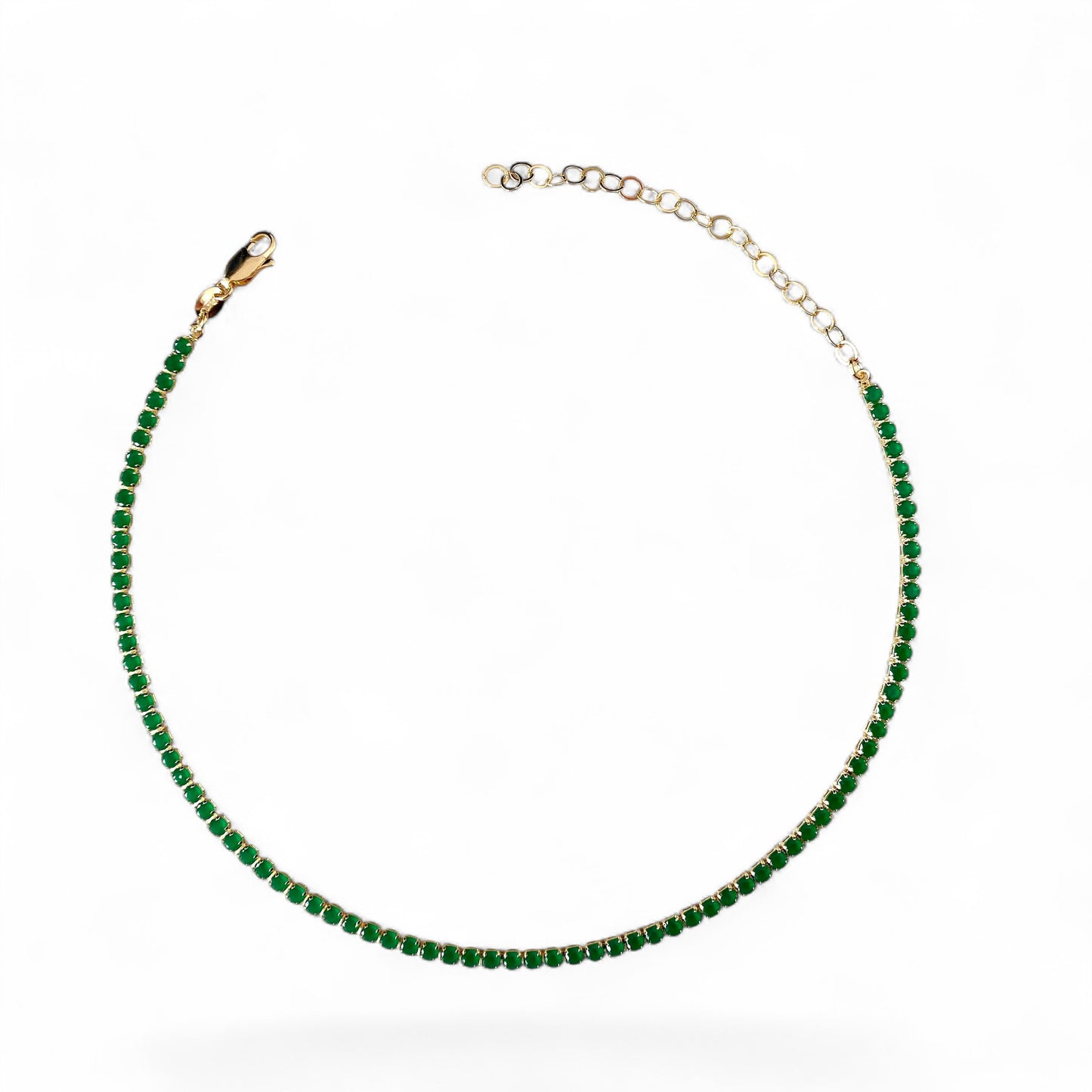 Emerald CZ 3mm 18K Gold Filled Riviera Necklace