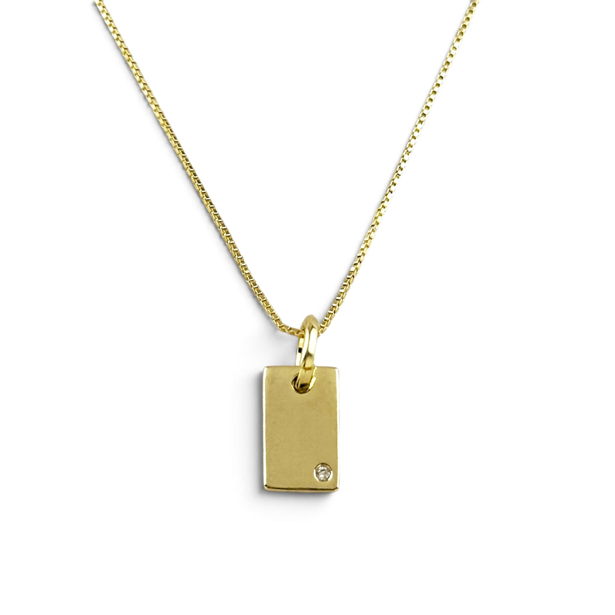 Engravable CZ Plate 18K Gold Filled Necklace
