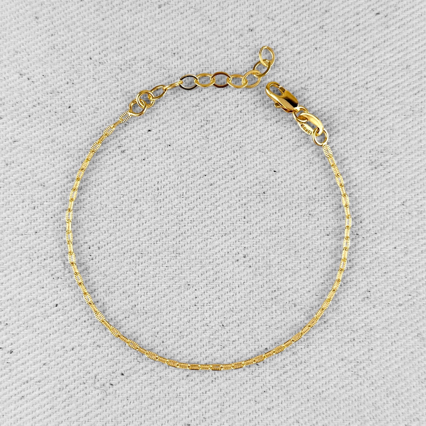 Diamond Cut Mini Link Chain 18k Gold Filled Bracelet