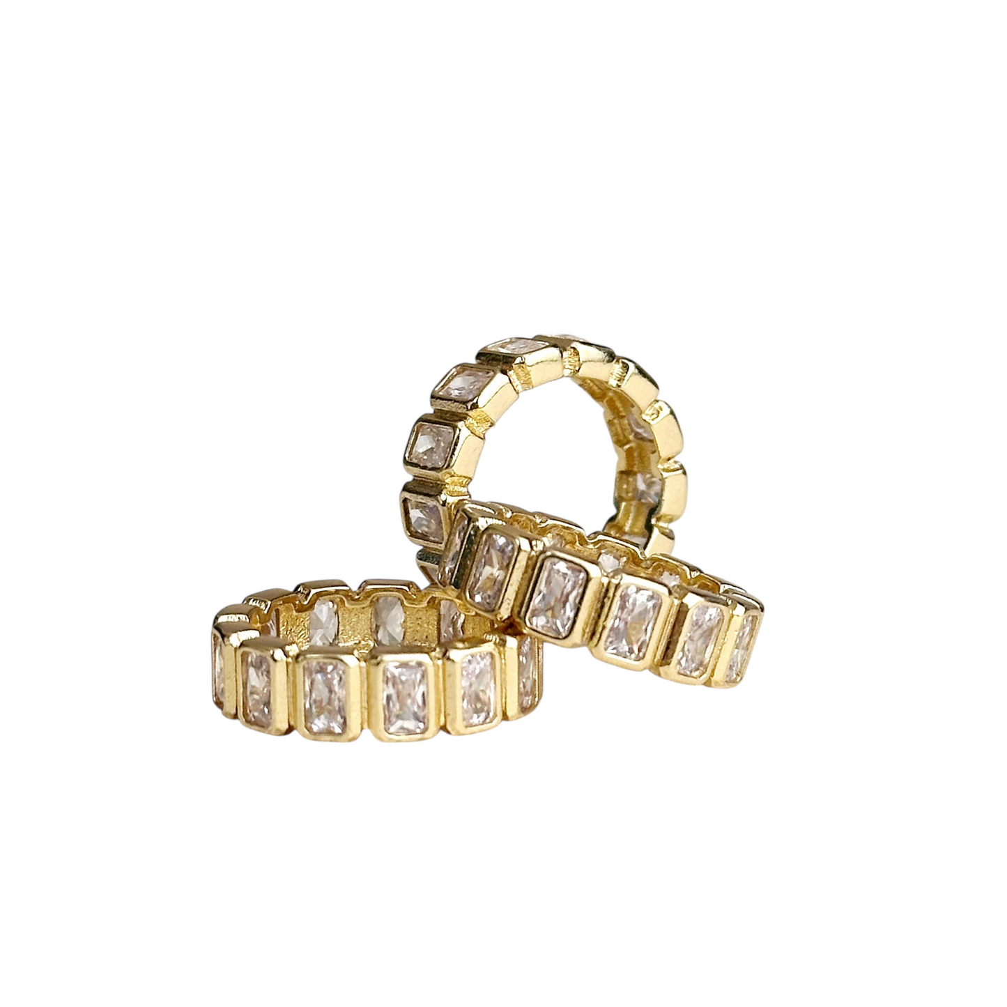 Emerald Cut CZ Eternity Band 18k Gold Filled Ring