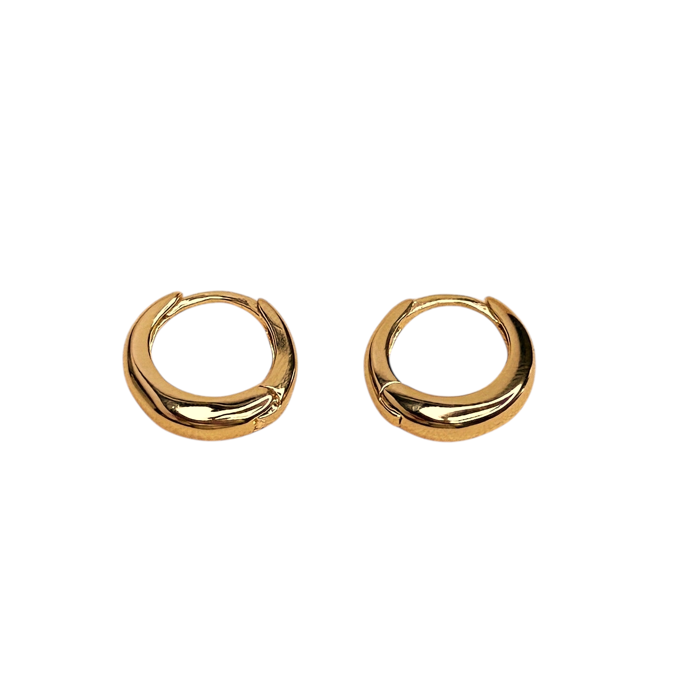 12mm British Closure Huggie Hoop 18k Gold Filled Earrings