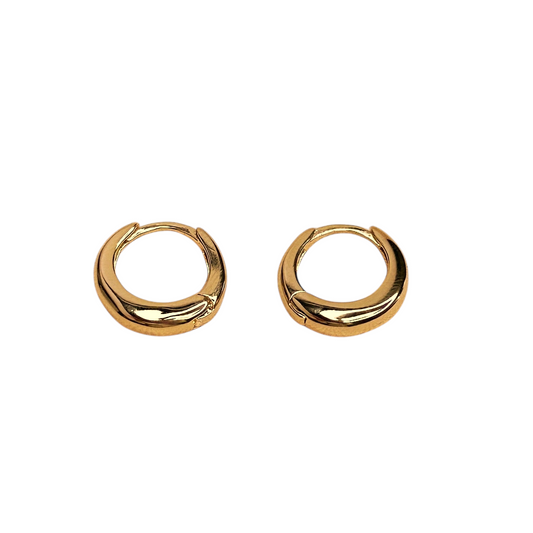 12mm British Closure Huggie Hoop 18k Gold Filled Earrings