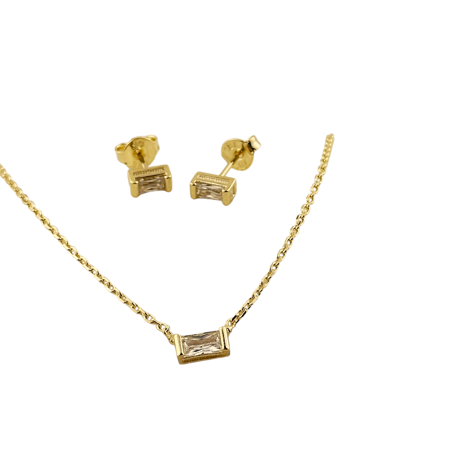 Birthstone CZ Set 18K Gold Filled Necklace & Earrings