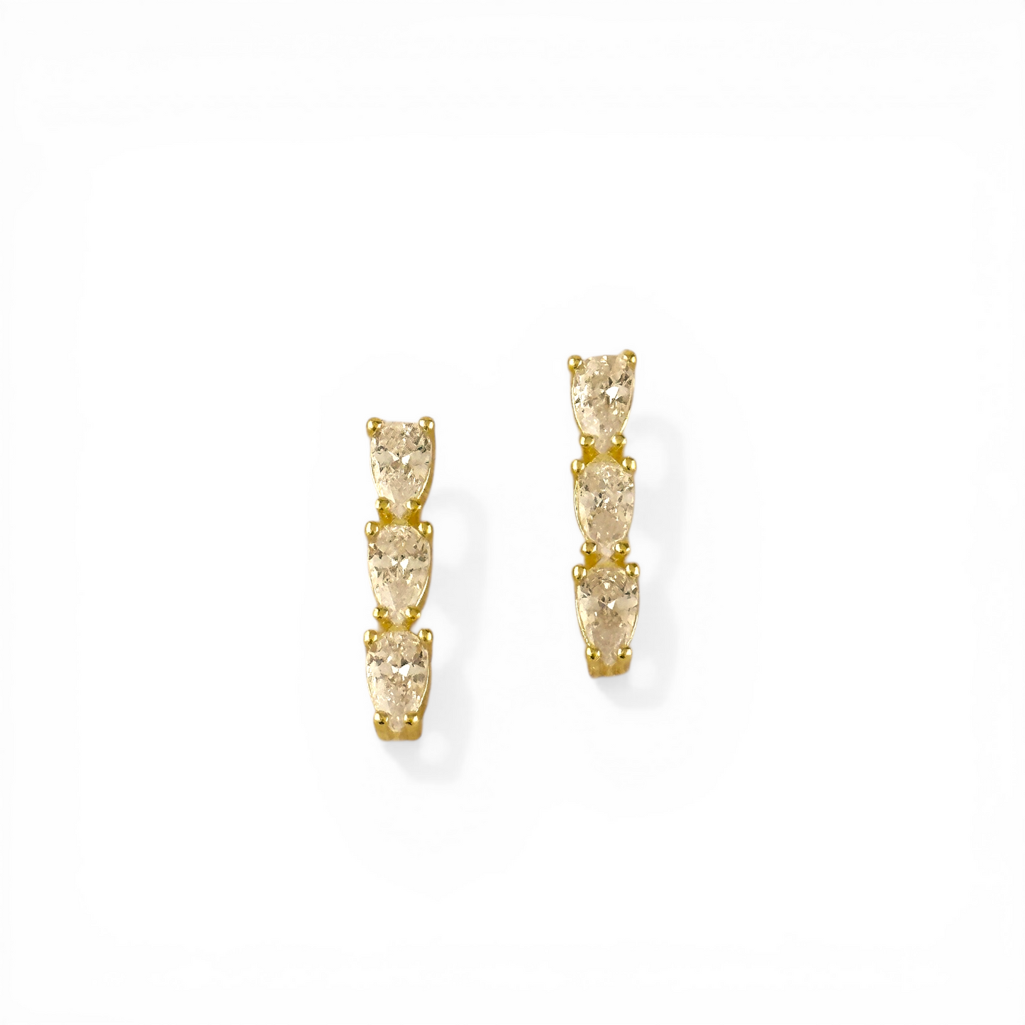 24mm Triple CZ Drop 18K Gold Filled Earrings