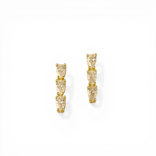 24mm Triple CZ Drop 18K Gold Filled Earrings