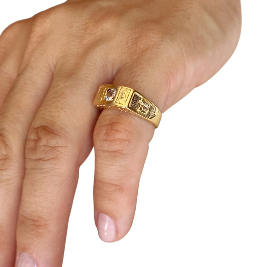 CZ Geometric Signet 18k Gold Filled Ring