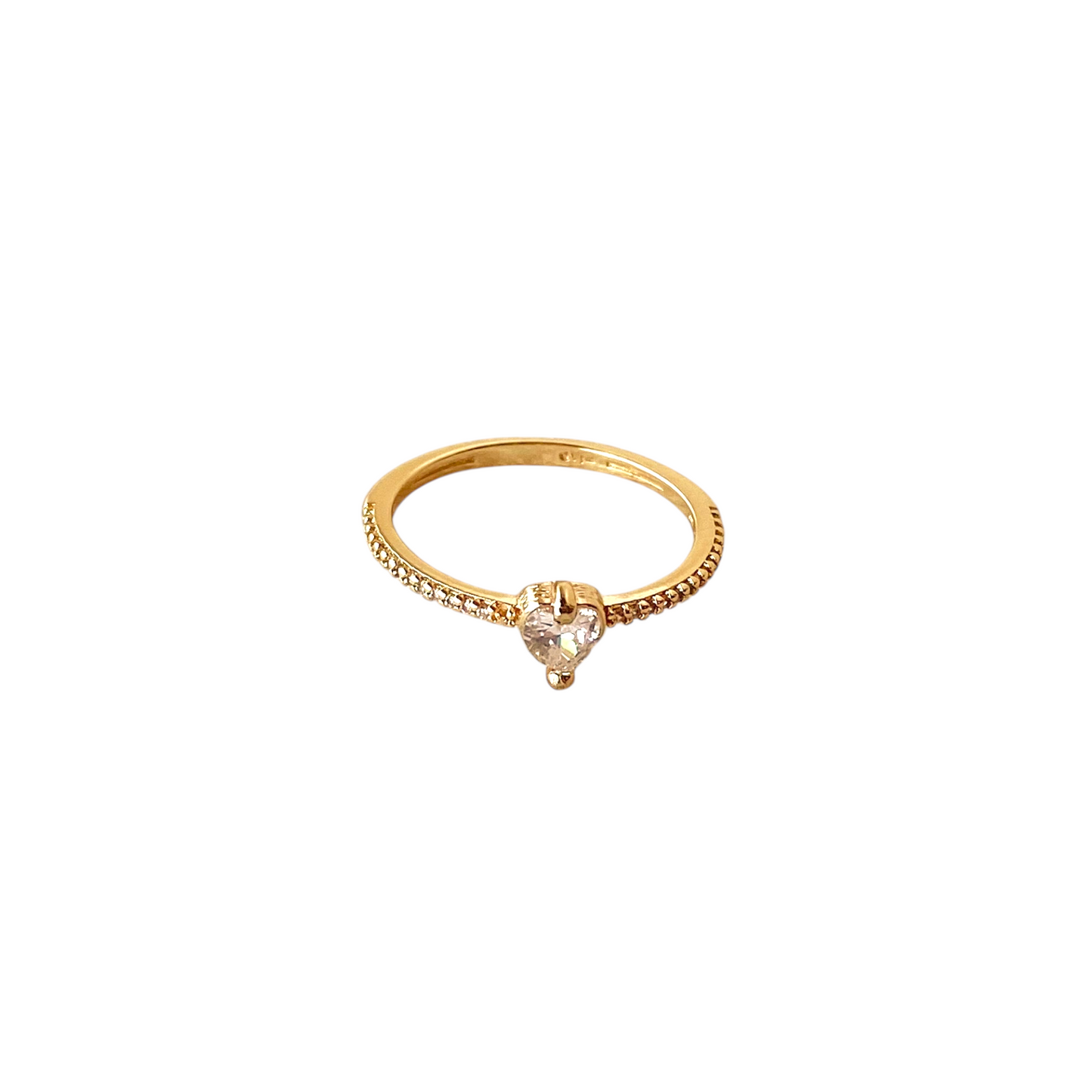 CZ Vintage Mini Hear Solitaire 18K Gold Filled Ring