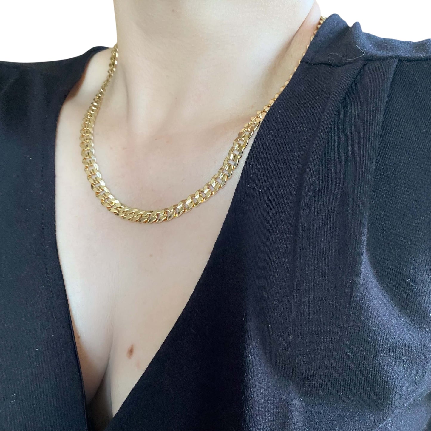 8mm Diamond Cut Cuban Chain 18k Gold Filled Necklace