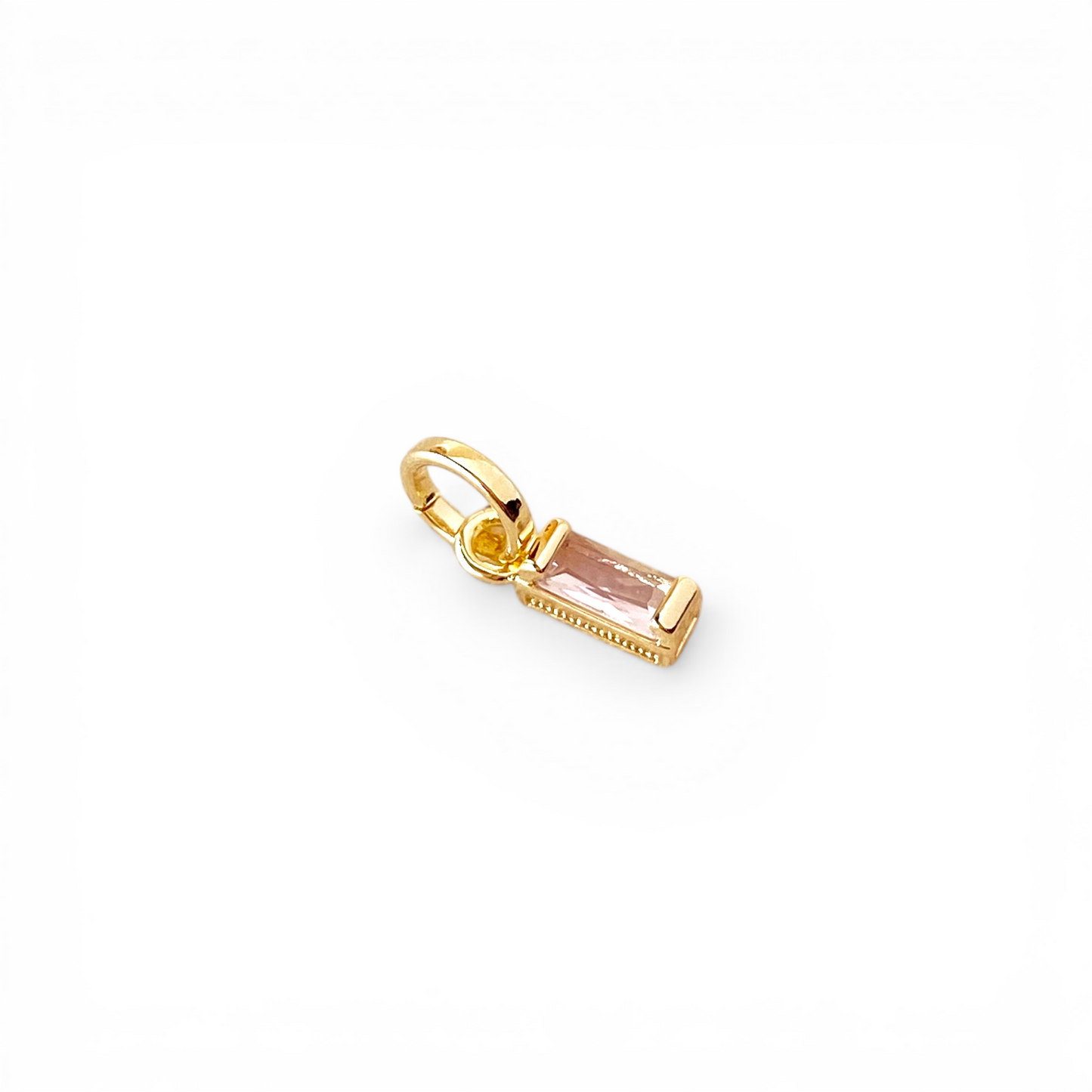 Birthstone Baguette CZ 10mm 18K Gold Filled Charm