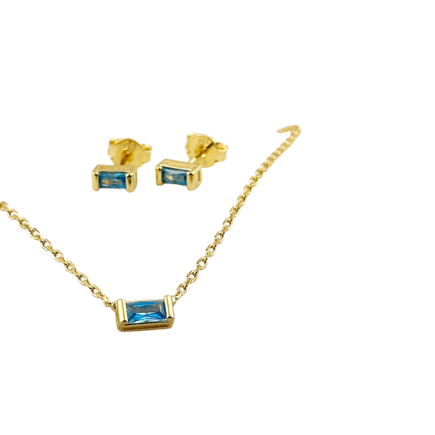 Birthstone CZ Set 18K Gold Filled Necklace & Earrings