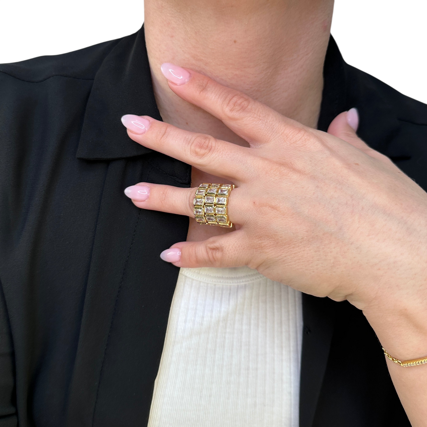 Emerald Cut CZ Eternity Band 18k Gold Filled Ring