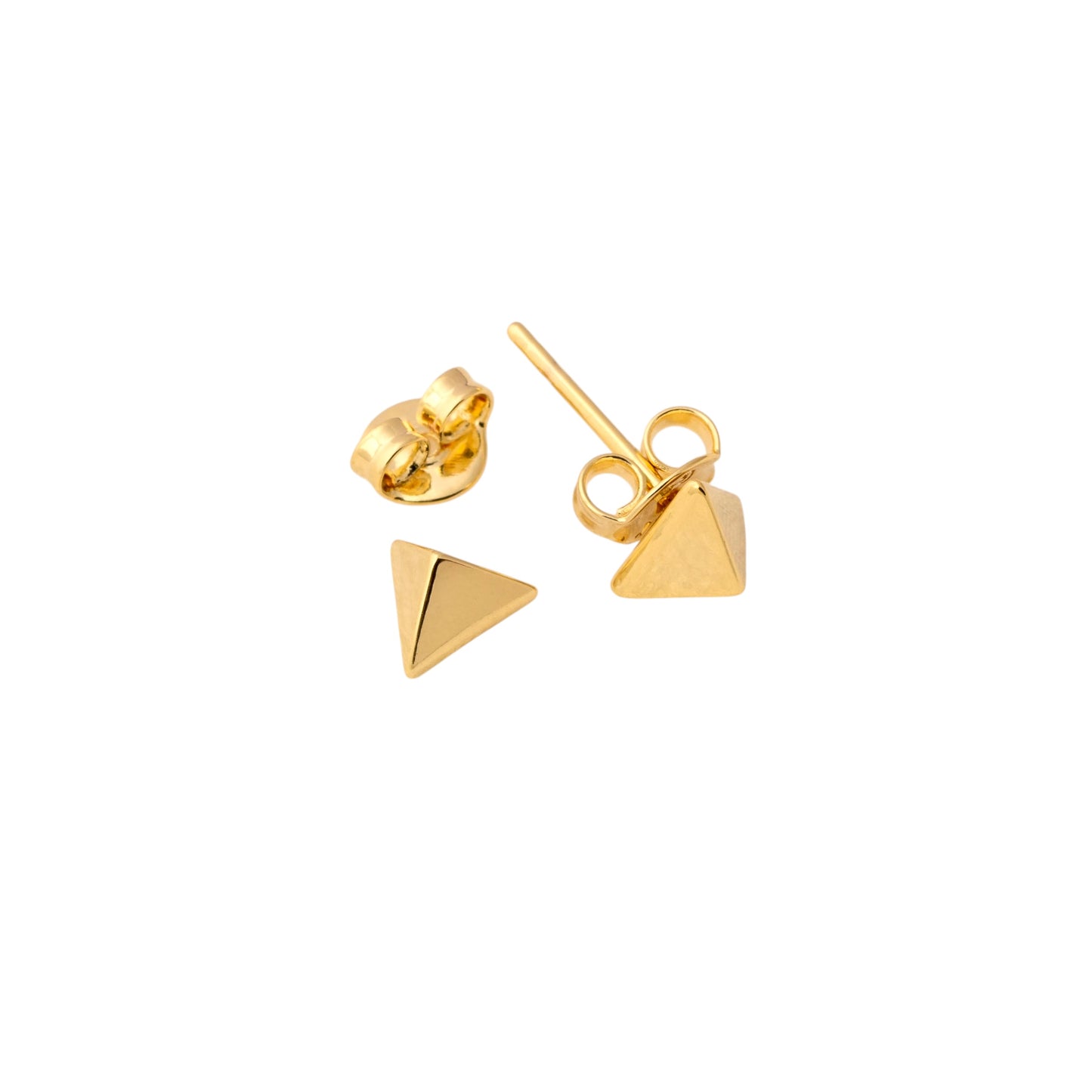 Mini Faceted Triangle Studs 18k Gold Filled Earrings
