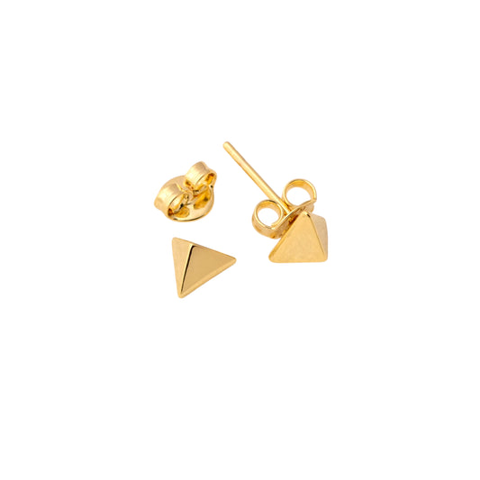 Mini Faceted Triangle Studs 18k Gold Filled Earrings