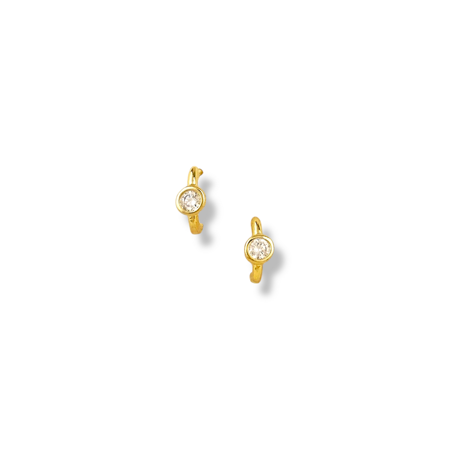 10mm Bezel CZ Open Hoop 18k Gold Filled Earrings
