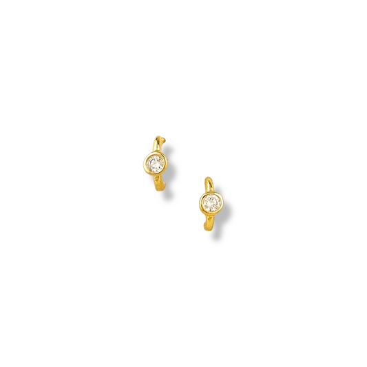 10mm Bezel CZ Open Hoop 18k Gold Filled Earrings