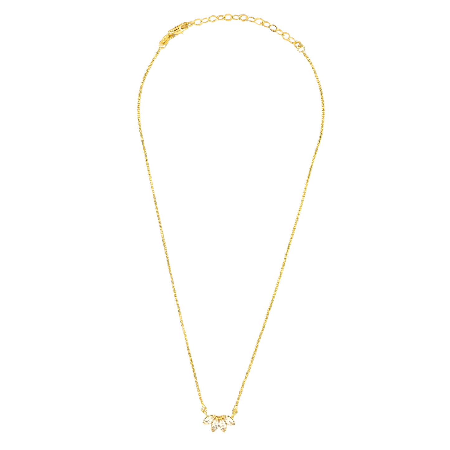 Lotus Flower CZ Pendant 18k Gold Filled Necklace