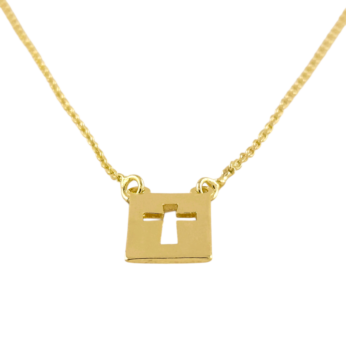 18mm Cross Plate 18K Gold Filled Necklace
