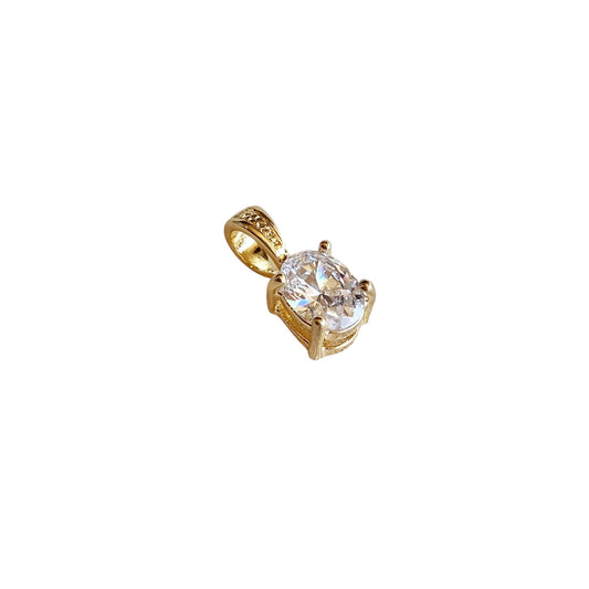 Oval Clear CZ 7mm 18K Gold Filled Pendant