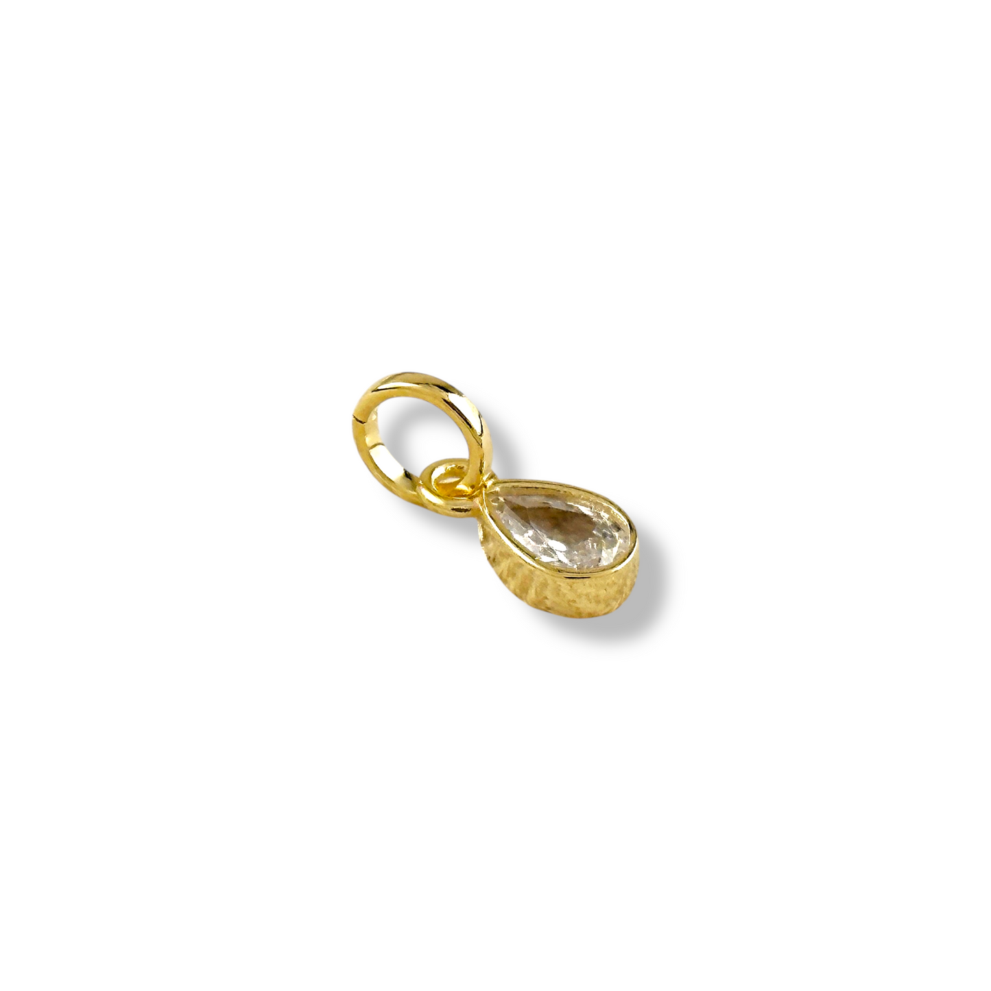 Birthstone Bezel Teardrop CZ 13mm 18K Gold Filled Charm