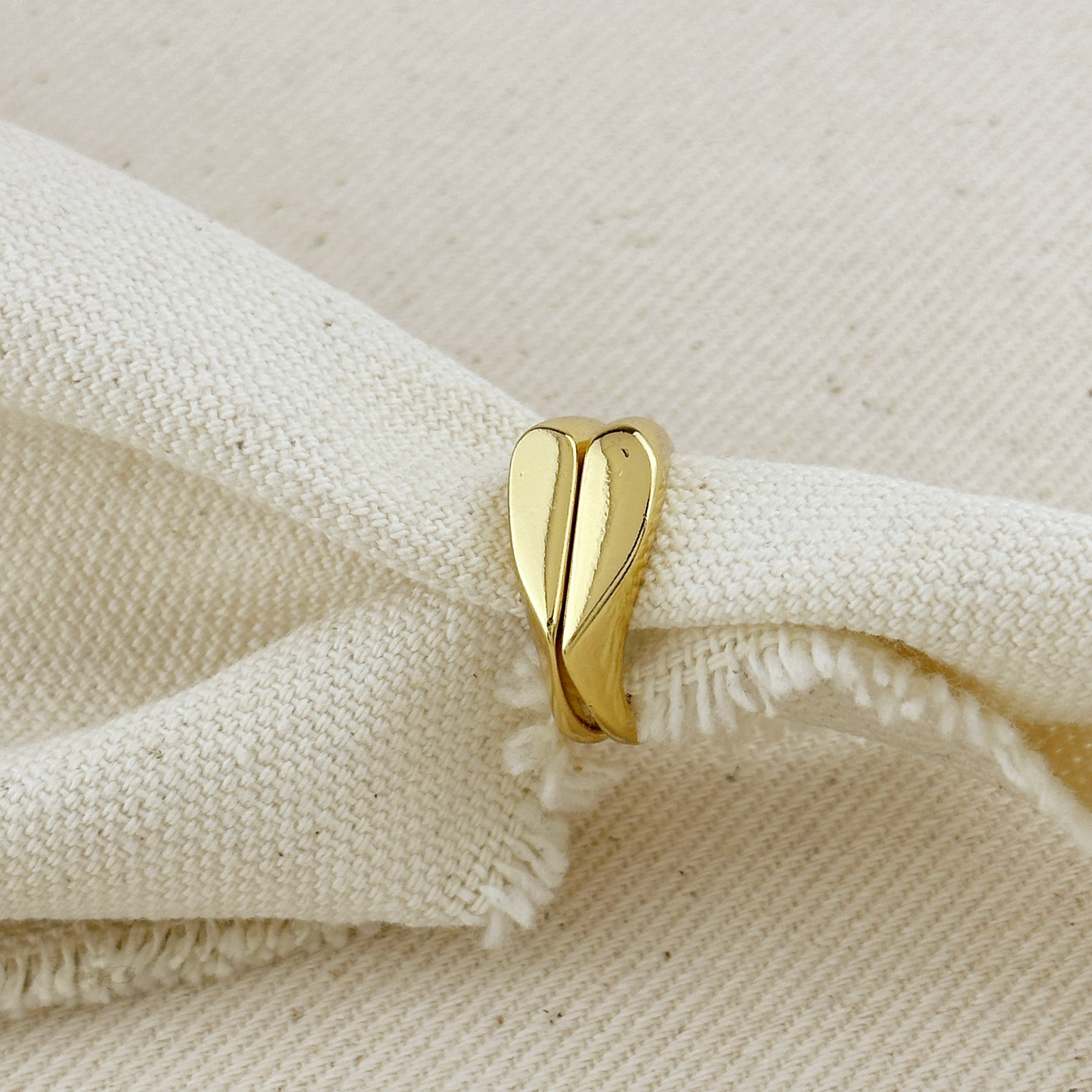 Polished Heart Double 18k Gold Filled Ring