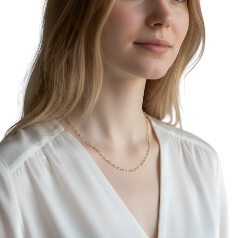 Faceted Beaded Necklace in 18K gold-filled, view 7