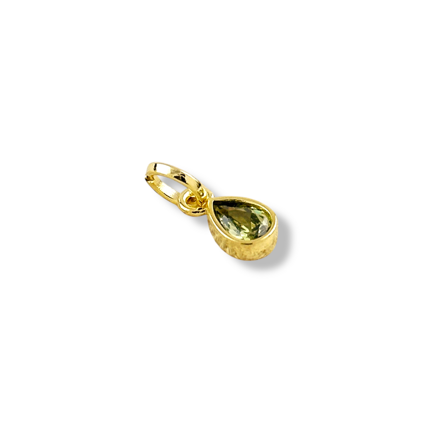 Birthstone Bezel Teardrop CZ 13mm 18K Gold Filled Charm