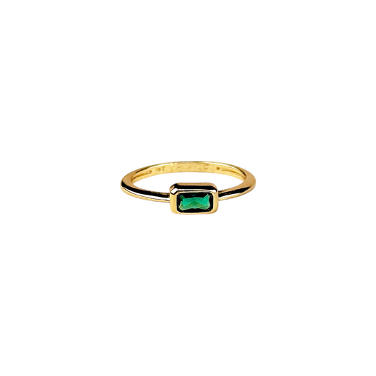 Rectangle CZ Solitaire 18k Gold Filled Ring