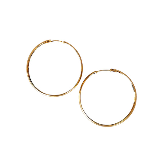 50mm Hollow Continuous Hoop18k Gold Filled Earrings