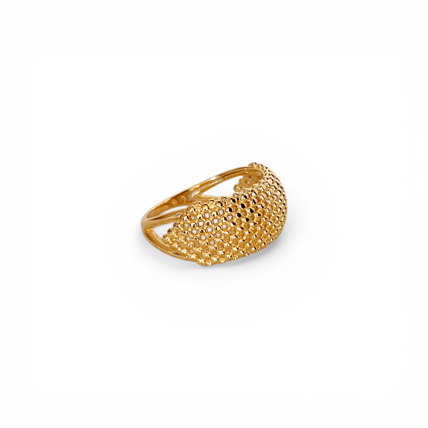 Curved Bead Cluster 18K Gold Filled Ring