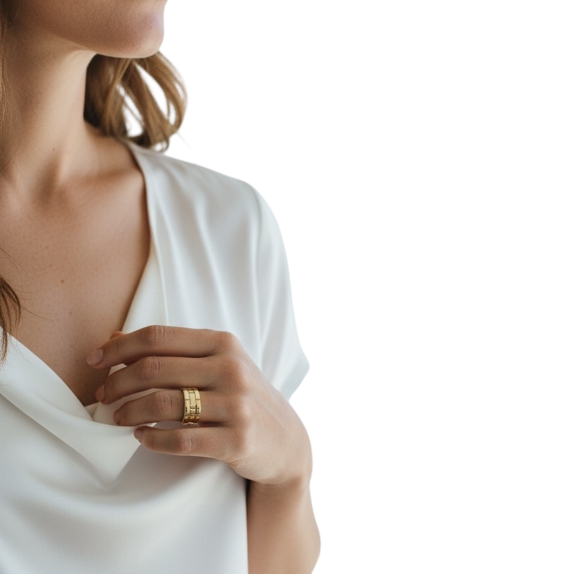 9mm Brick Link Band 18K Gold Filled Ring