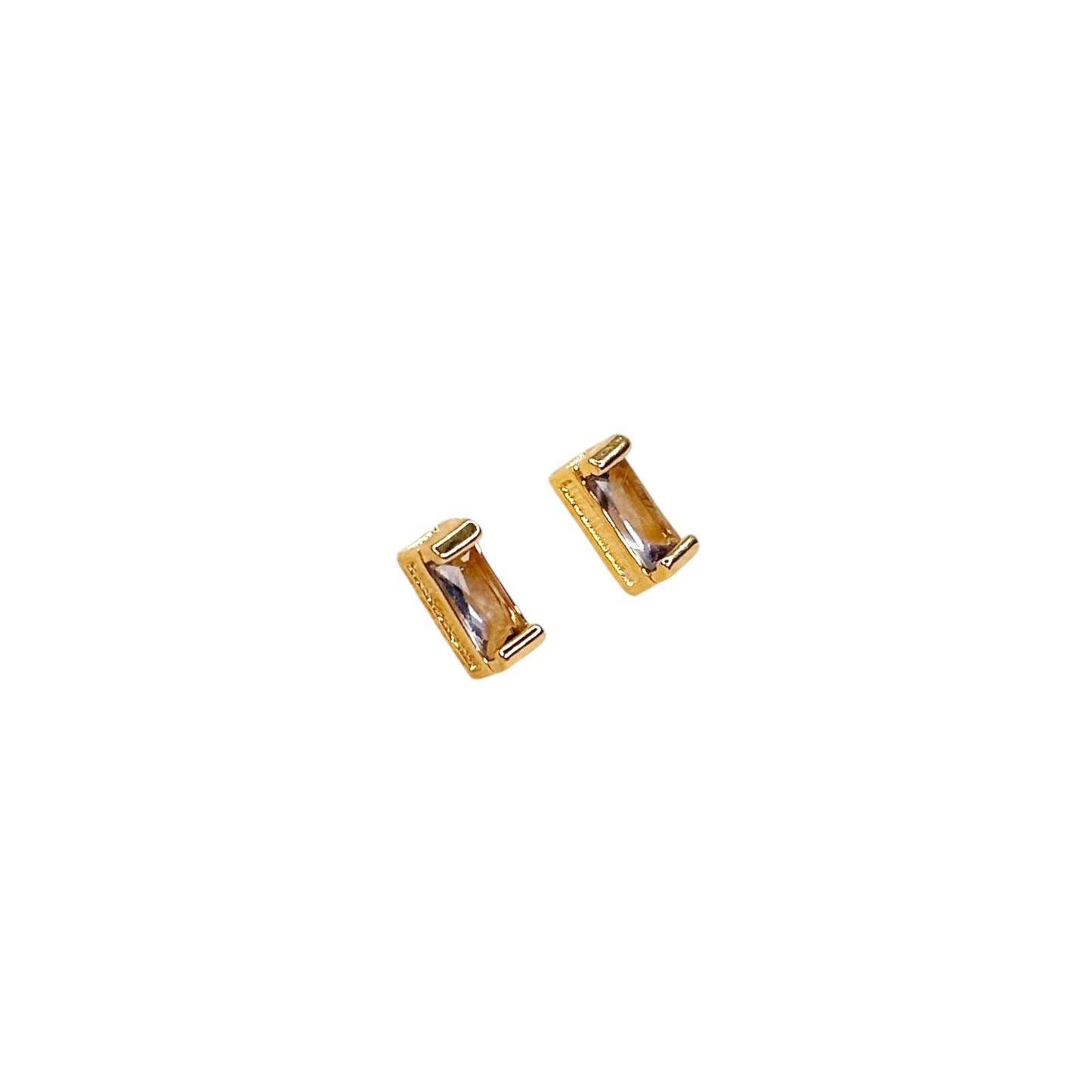 Rectangular Birthstone Stud 18k Gold Filled Earrings
