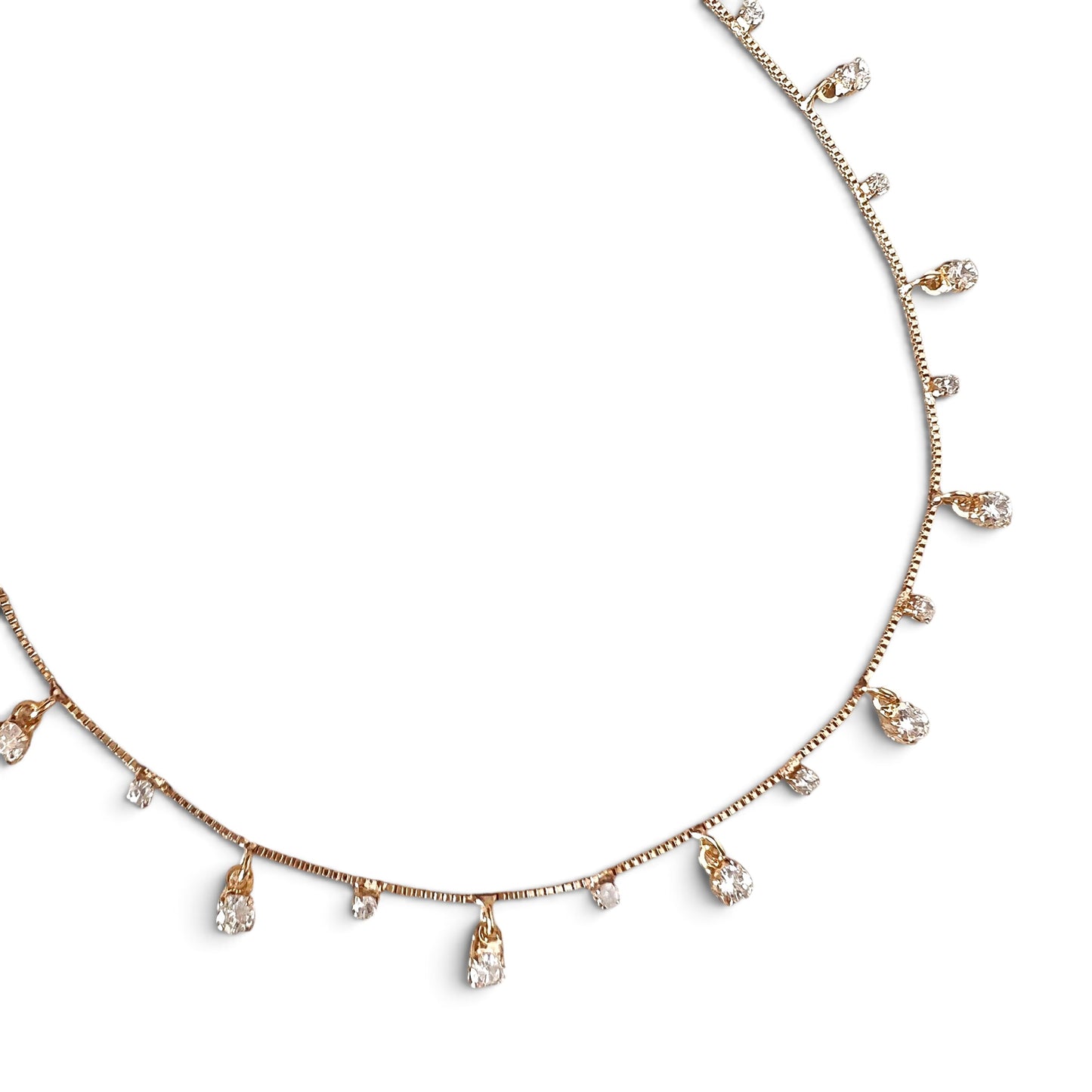 Fixed Drop CZ Necklace in 18K Gold Filled 