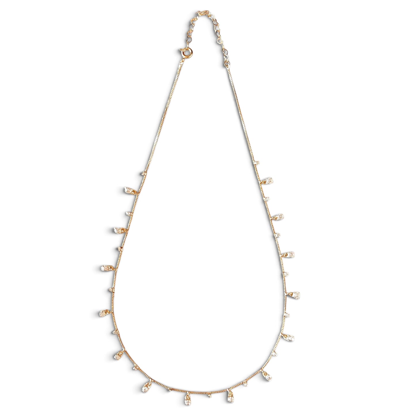 Fixed Drop CZ Necklace in 18K Gold Filled on white background