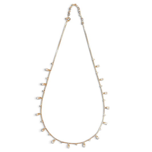 Fixed Drop CZ Necklace in 18K Gold Filled on white background