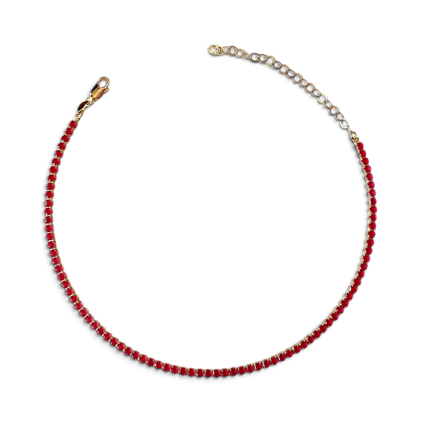 Fuchsia CZ 3mm 18K Gold Filled Riviera Necklace