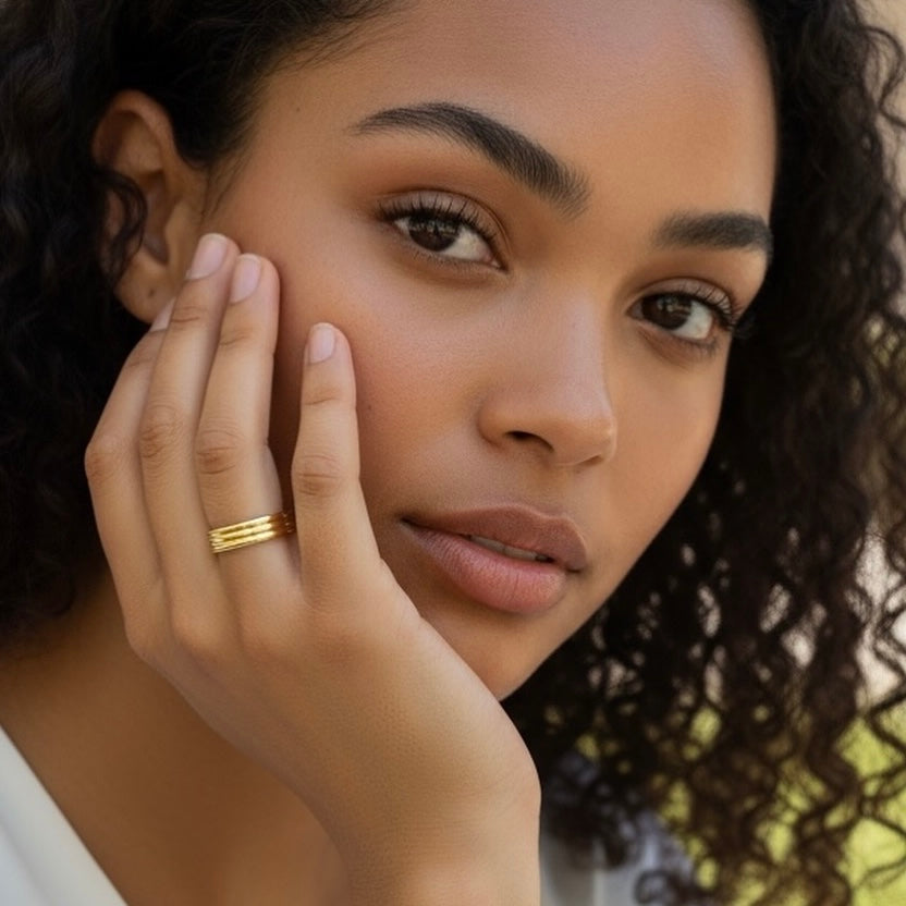 Triple Rail 18k Gold Filled Band Ring