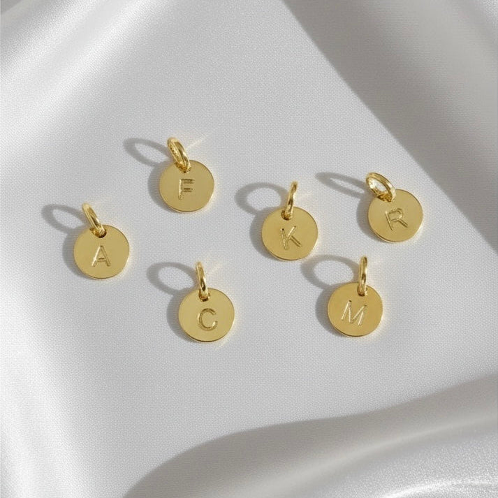 Initial Letter Round 6mm 18K Gold Filled Charm