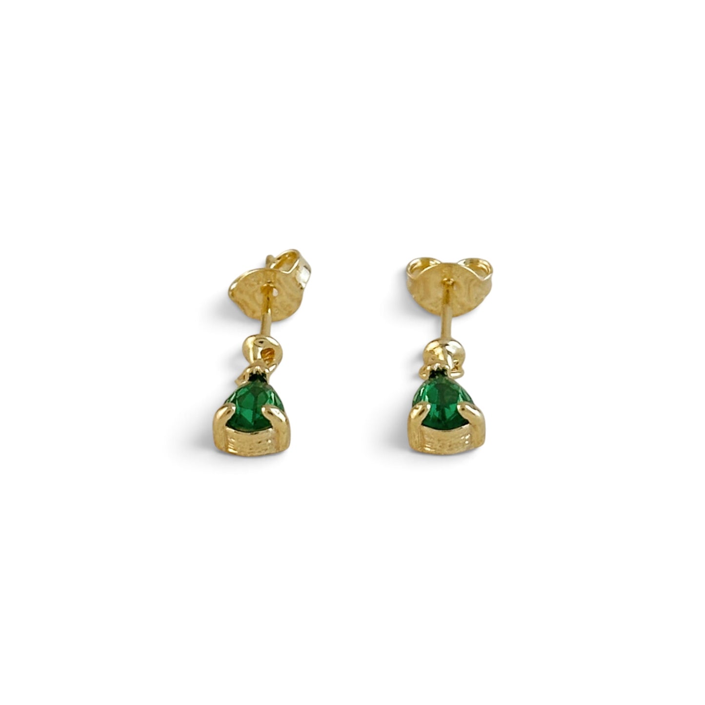 Green Teardrop CZ 18K Gold Filled Drop Earrings