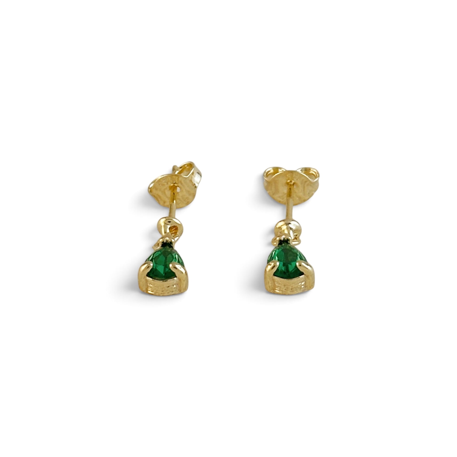 Green Teardrop CZ 18K Gold Filled Drop Earrings
